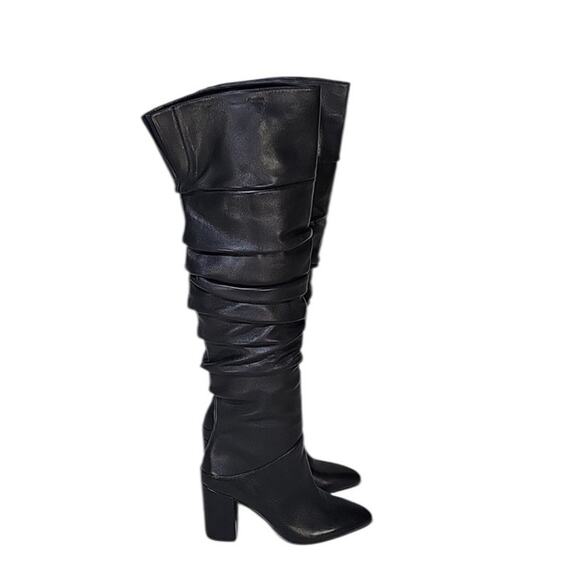 INC International Concepts Women's Tabithaa Leather Over The Knee Black 6 M NIB - Picture 2 of 9